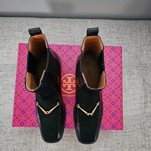 Tory Burch Equestrian Link Chelsea Boot Black Size 7 Like New